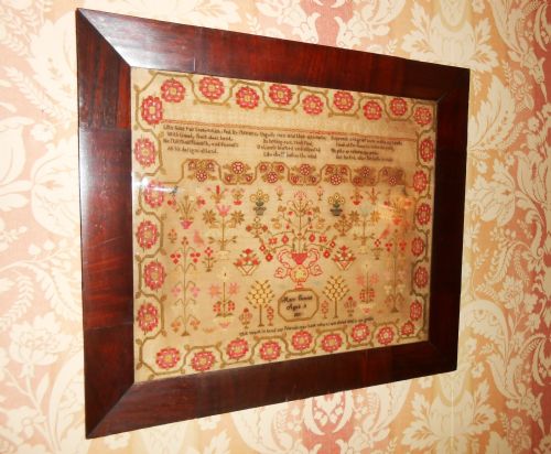 Georgian Sampler Mary Commins in Original Rosewood Frame