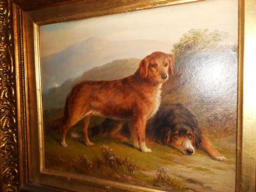 George Armfield (Fl.1840-74), Two Dogs in a Highland Landscape, Signed