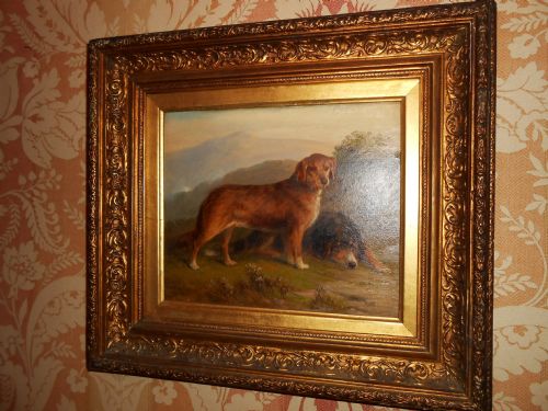 fig 1. George Armfield (fl.1840-74), Two Dogs in a Highland Landscape, Signed