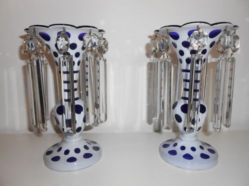 Pair of Victorian Glass Lustres