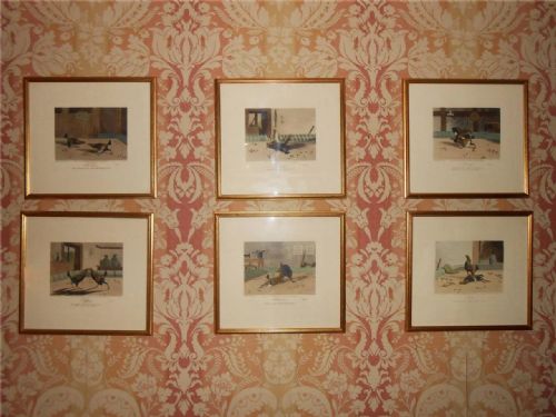 Set 6 Hand Coloured Cock-fighting Prints, R. Ackermann