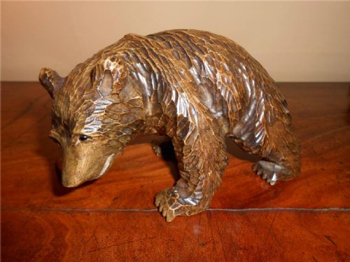 Black Forest Hand Carved Wooden Bear