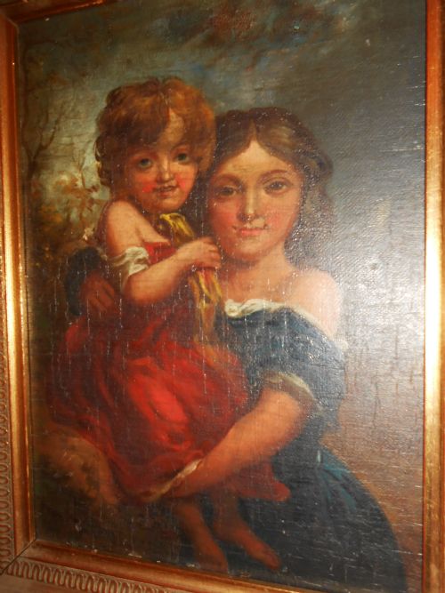 18th Century Oil Painting, Charming Portrait of 2 Children