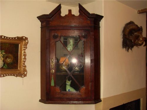 George III Oak & Mahogany Corner Cabinet