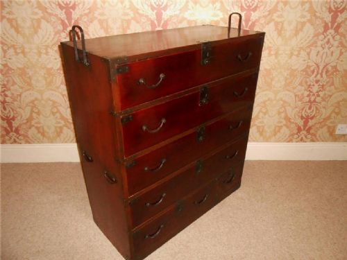 Rare Japanese Dark Red Lacquer Late 19th Century Chest of Drawers