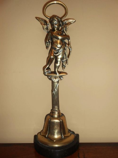 Georgian Brass Doorstop Cherub / Cupid