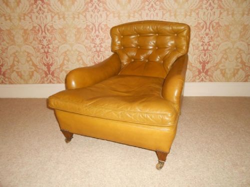 Victorian Buttoned Library Armchair in Leather Hide