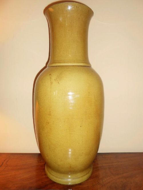 Substantial 18th Century Chinese Tall Olive Glaze Vase