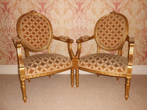 Attractive Pair of 19th Century French Giltwood Armchairs