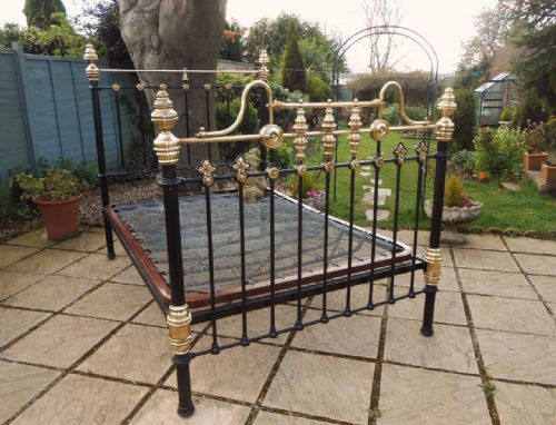 Victorian Cast & Brass Double Bed