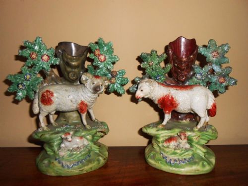 Pair of Walton Staffordshire Pearlware Figures of Sheep