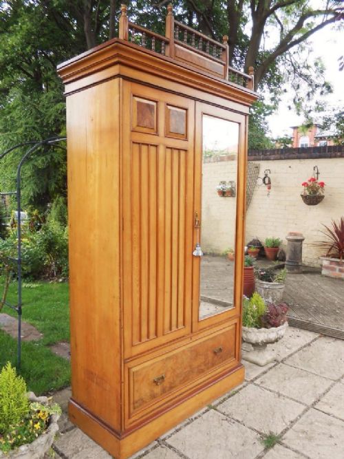 Good Quality Victorian Aesthetic Ash & Walnut Double Wardrobe C.1880