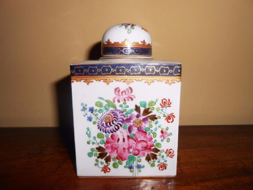 19th Century Samson Famille Rose Armorial Tea Caddy Perfect