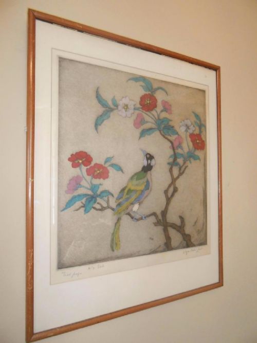 Elyse Ashe Lord Signed Colour Etching Bird in Foliage