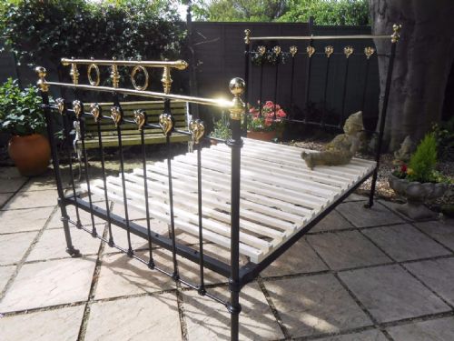 Pretty Victorian Brass & Cast Iron Double Bed