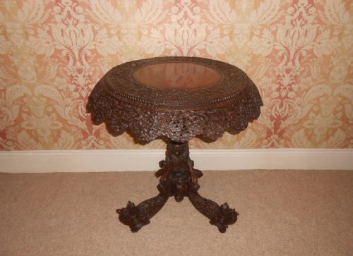 Richly Carved Anglo Indian Hardwood Table C.1880