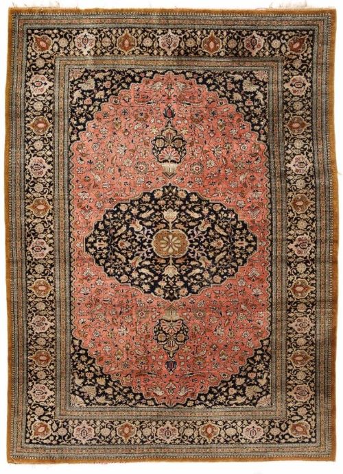 Stunning Antique Persian Ghom Silk Carpet / Rug