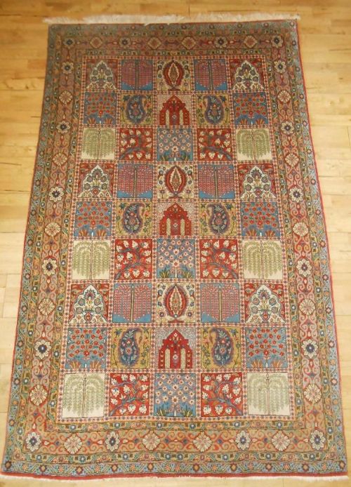 Antique Persian Ghom Rug of Rare Design