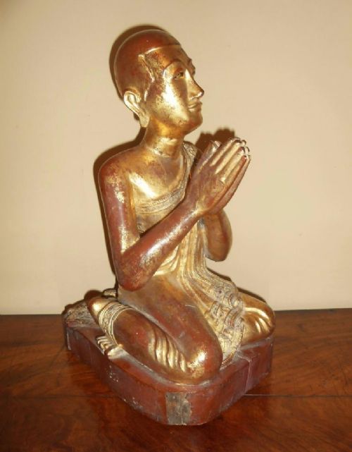 Antique Carved and Gilded Buddha South East Asia 19th Century