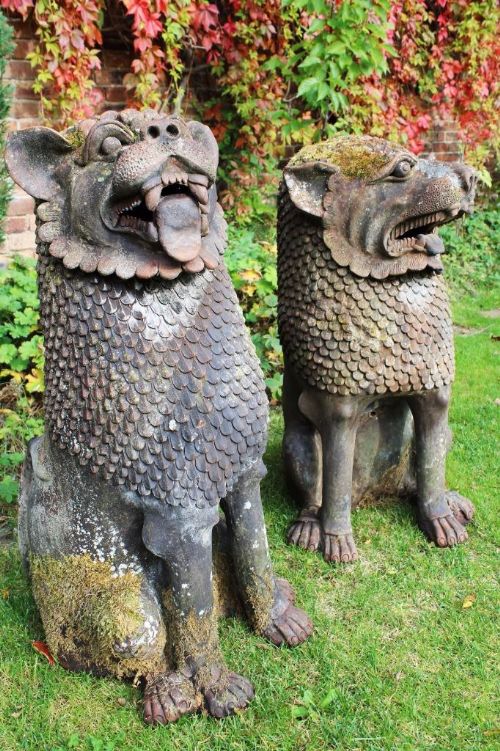Stunning Massive Pair of Chinese Terracotta Fo Dogs Temple Guardians, 19th Century Statues
