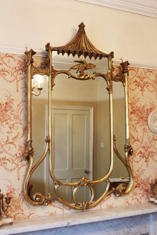 19th Century Chinese Chippendale Style Gilt Overmantle Mirror