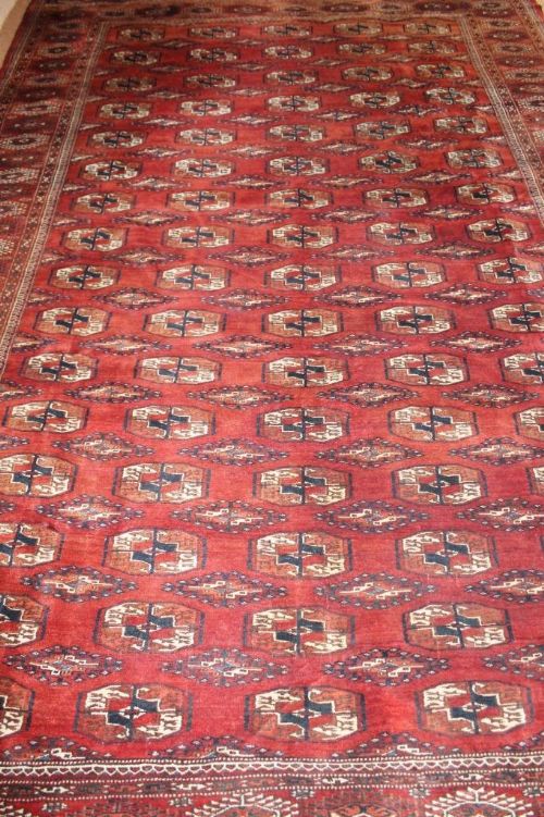 fig 1. Beautiful Antique Tekke Turkmen Afghan Carpet Rug, Signed