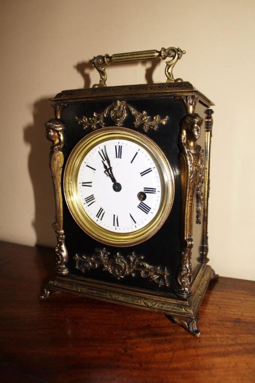 Victorian Ebonised and Gilt Metal Bracket / Mantel Clock