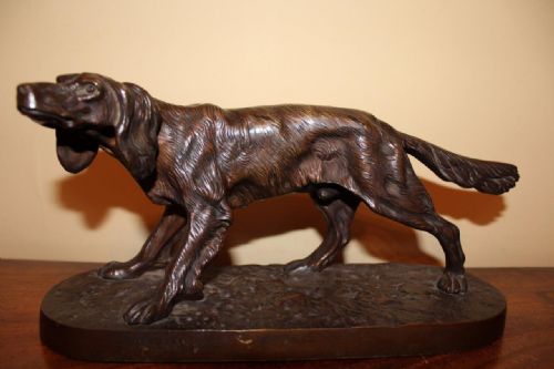 Victorian Bronze Figure Standing Hound / Hunting Dog

