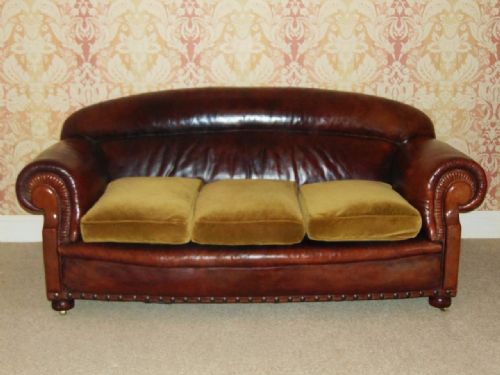 Large Good Quality Early 20th Century Leather Sofa