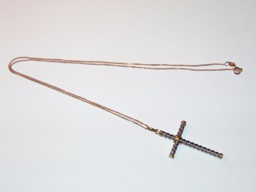 Necklace, 18ct White Gold Cross on Gold Chain