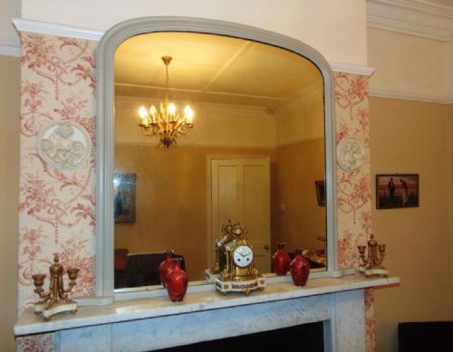 Beautiful Large Victorian Painted Overmantel Mirror C.1860