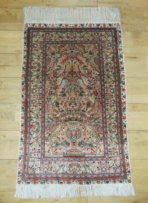 Stunning Persian Silk Hand Woven Prayer Rug