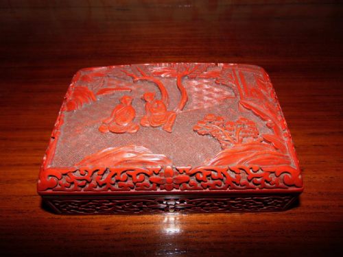 Early 20th Century Chinese Cinnabar Lacquer and Enamel Trinket Box