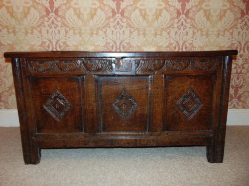 18th Century Carved Oak Coffer/chest