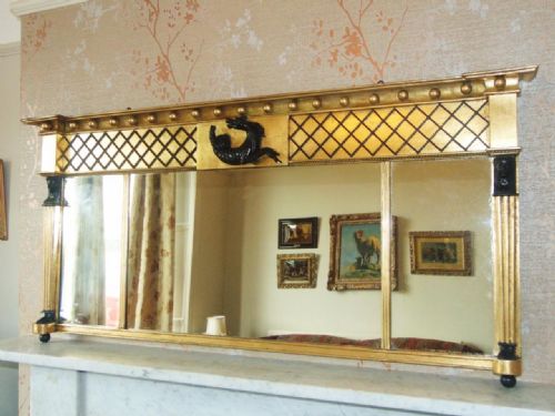 Good Regency Triptych Overmantel Mirror with Hypacanthus