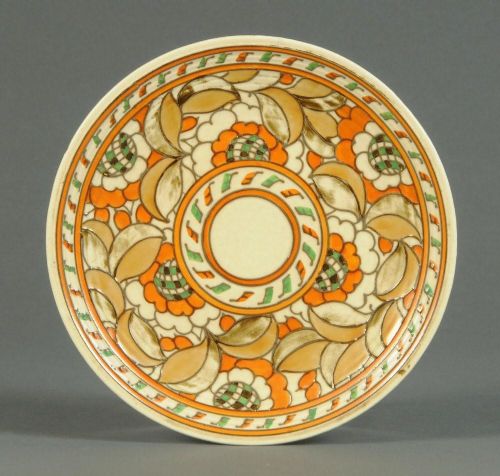 Art Deco Crown Ducal Charlotte Rhead Tube Lined Hand Painted Plate