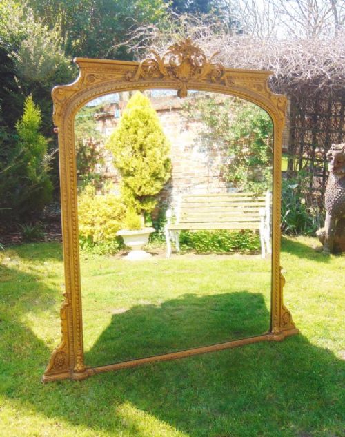 Stunning Large Victorian Original Gilt Arched Overmantel Mirror