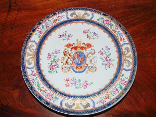 19th Century Hand Painted Samson Armorial Plate