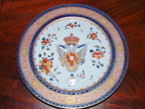 19th Century Hand Painted Samson Armorial Plate
