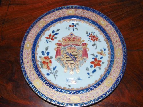 19th Century Hand Painted Samson Armorial Plate