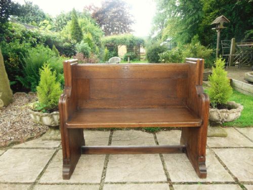 Small Victorian Oak Pew Bench / Hall Seat, 12 Available