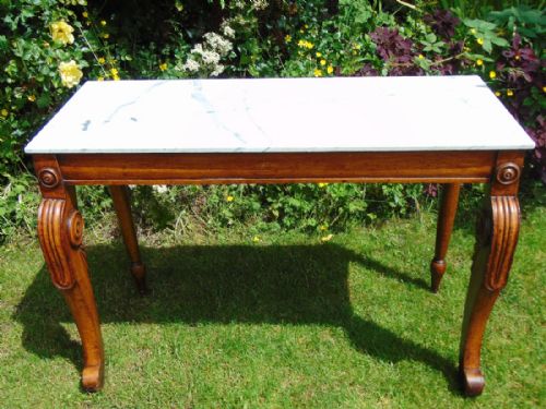 19th Century Scottish Oak Console Table Marble Top