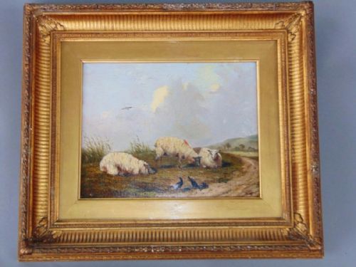 fig 1. Sheep at Rest John Duvall 1816-1892 19th Century Oil on Canvas