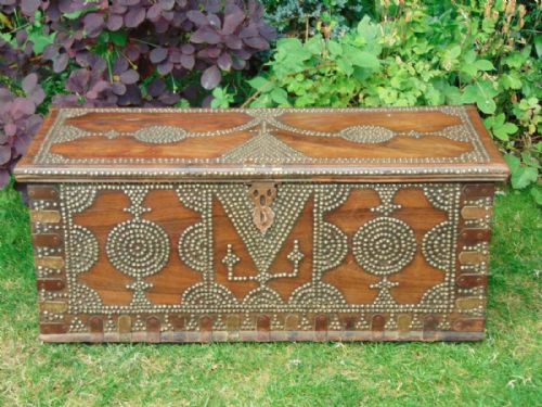 Antique 19th Century Hardwood Studded Zanzibar Chest