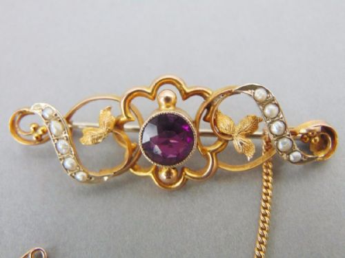 Victorian Gold & Seed Pearl Brooch