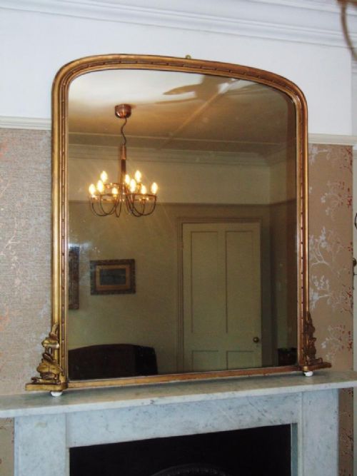 Large Victorian Original Gilt Overmantel Mirror