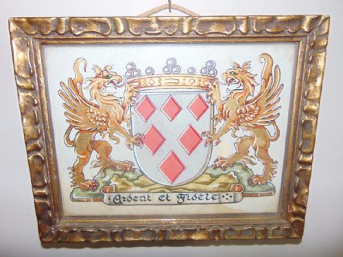 Coat of Arms Early 20th Century Painting Count De Mauny