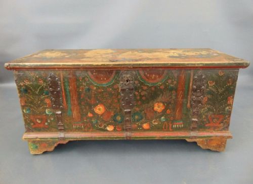 Antique Hand Painted Swedish Chest / Coffer / Coffee Table