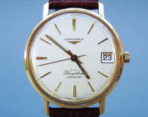 fig 1. Gents Vintage Longines Flagship Automatic 9ct Gold Wristwatch