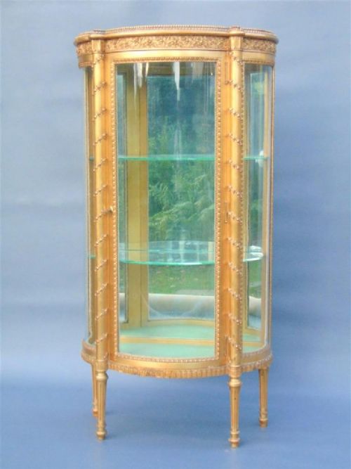 Stunning Victorian Gilt Demi-lune Vitrine Display Cabinet
